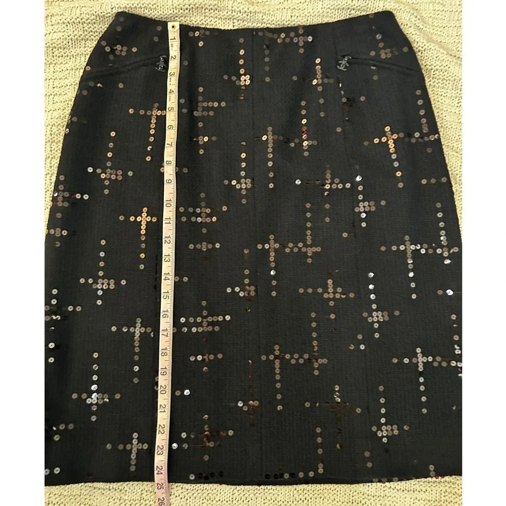 NWT Chanel 02A Black Sequin Tweed Skirt Suit Jacket Set P19919‎ FR 44 US 12